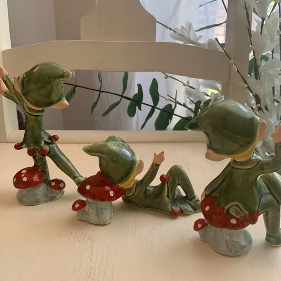 Pristine 50’s Lefton Elves #4193 Trademark Exclusives Japan Green/ mushrooms. - Picture 7 of 11